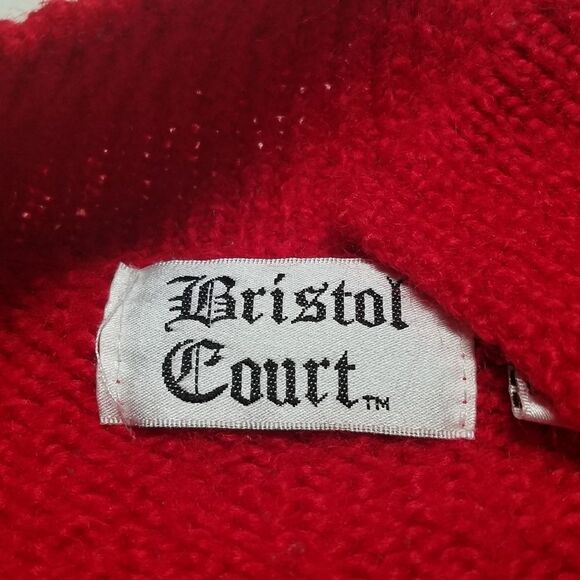 VINTAGE 70s Bristol Court Red Knit Ribbed Sweater - Picture 9 of 10